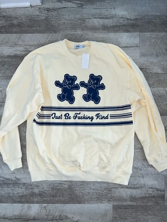 NEW The Mayfair Group Cream Sweatshirt with Blue Bear Design - Picture 2 of 6